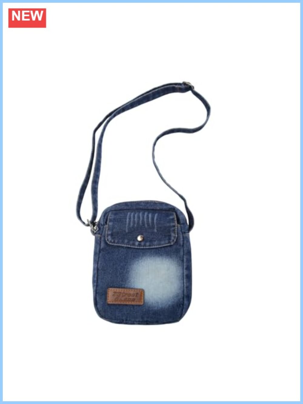 Small Denim Crossbody Bag with Adjustable Strap